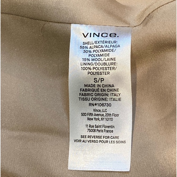 NWT Vince Belted Peak Lapel Alpaca/Wool Coat in Fauna - Sz S - Picture 10 of 12
